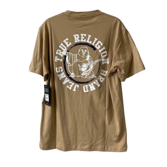 True Religion Other - True Religion Mens Graphic Tee T-shirt XL Tan Silicon Guitar Budha Hipster NWT